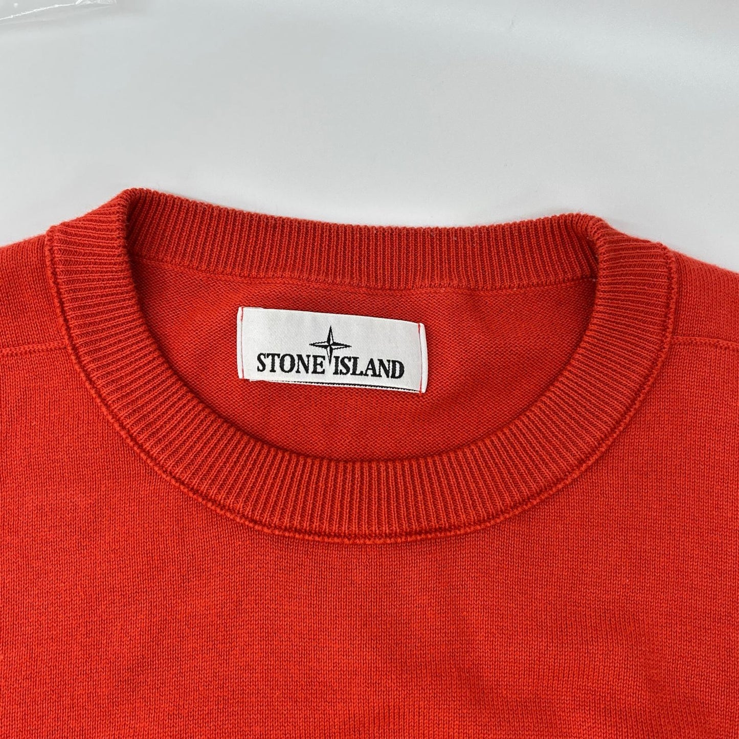 STONE ISLAND Orange Organic Cotton Knit Sweater Size M