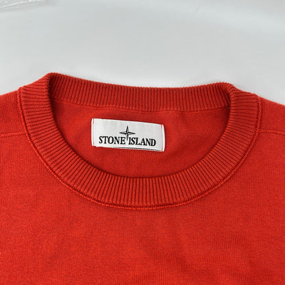 STONE ISLAND Orange Organic Cotton Knit Sweater Size M
