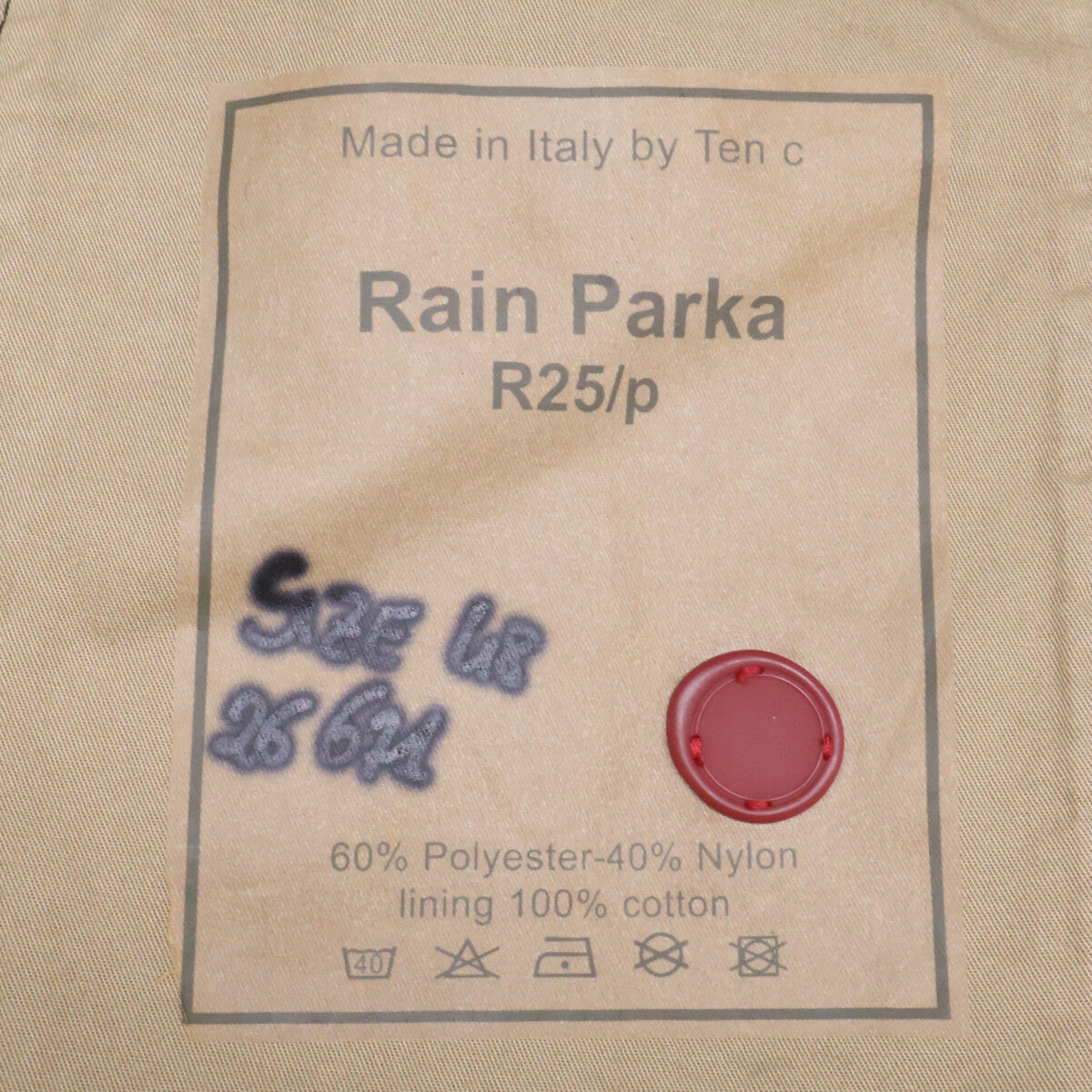 TEN-C Rain Parker Hooded Jacket Black Size 48