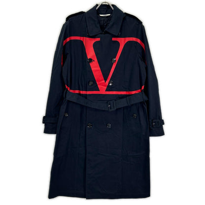 VALENTINO 19AW SV3CHA705AJ V-Logo Cotton Coat Navy Size 46