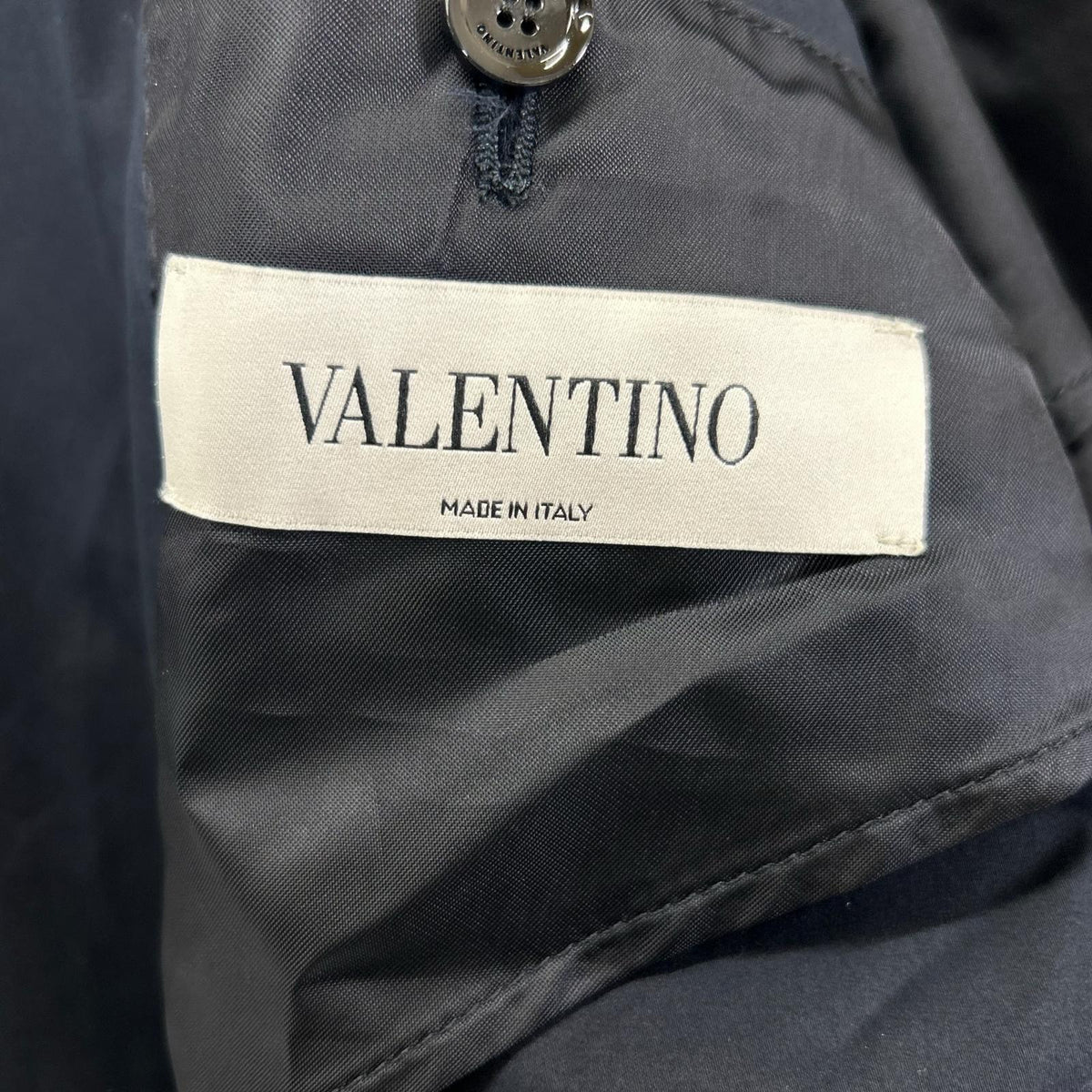 VALENTINO 19AW SV3CHA705AJ V-Logo Cotton Coat Navy Size 46