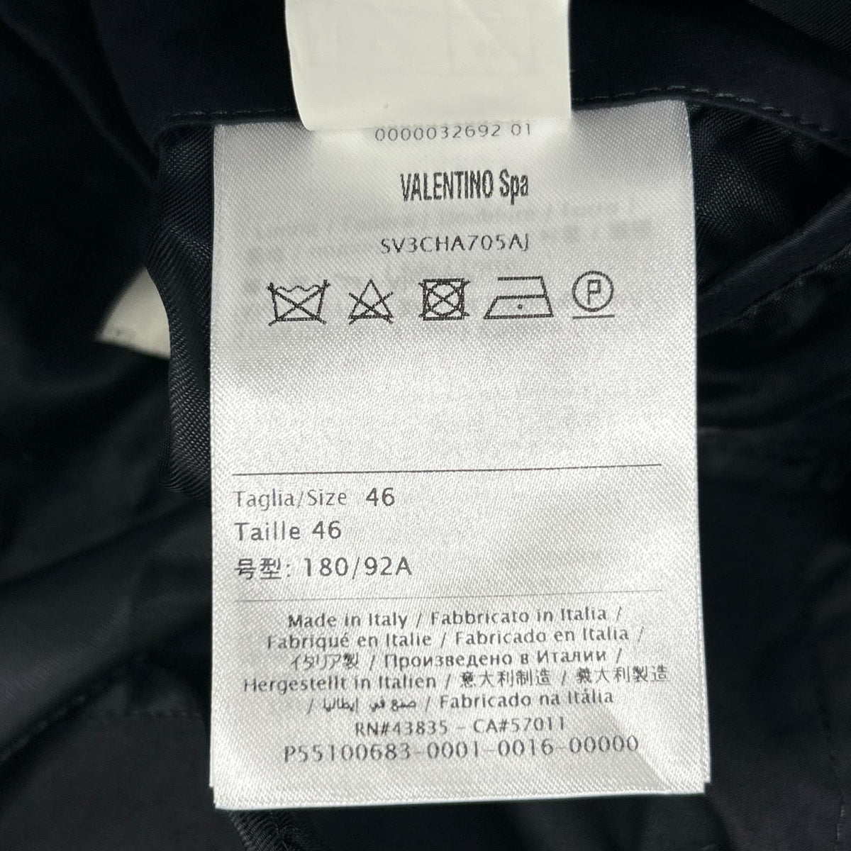 VALENTINO 19AW SV3CHA705AJ V-Logo Cotton Coat Navy Size 46