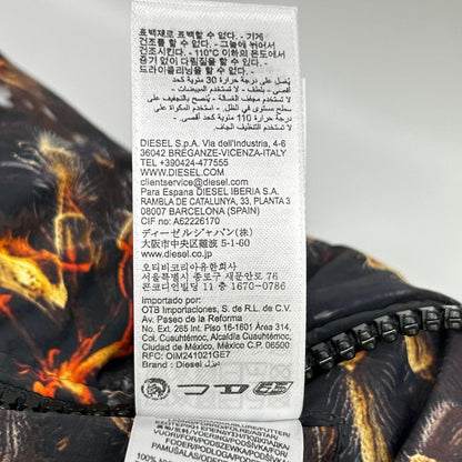 DIESEL A18760 Printed Hooded Padded Jacket Black Size 52