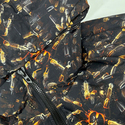 DIESEL A18760 Printed Hooded Padded Jacket Black Size 52