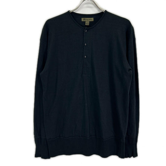 NIGEL CABOURN 50s Pigment Henley Long Shirt Black Size 48