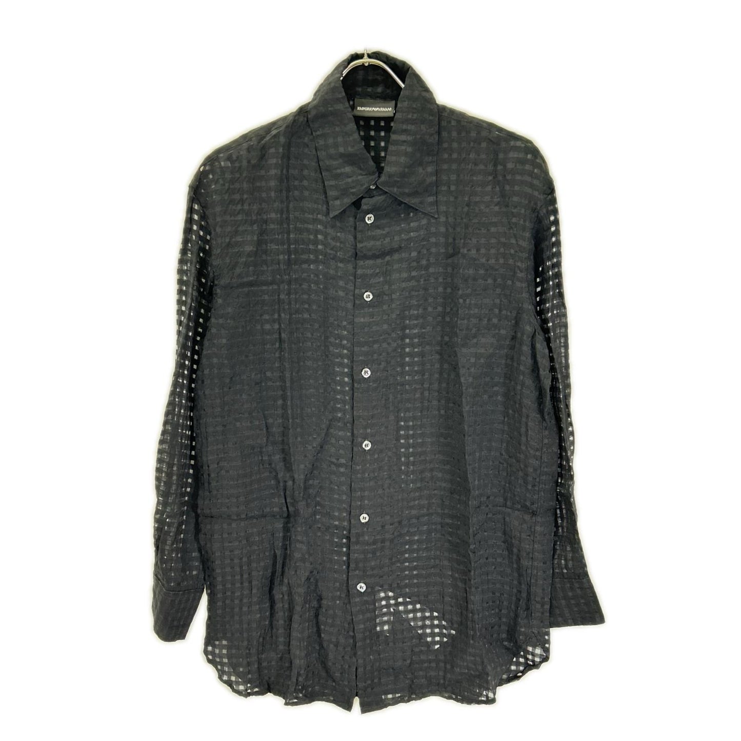 EMPORIOARMANI Viscose Gingham Check Shirt Black Size XS