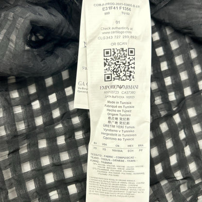 EMPORIOARMANI Viscose Gingham Check Shirt Black Size XS