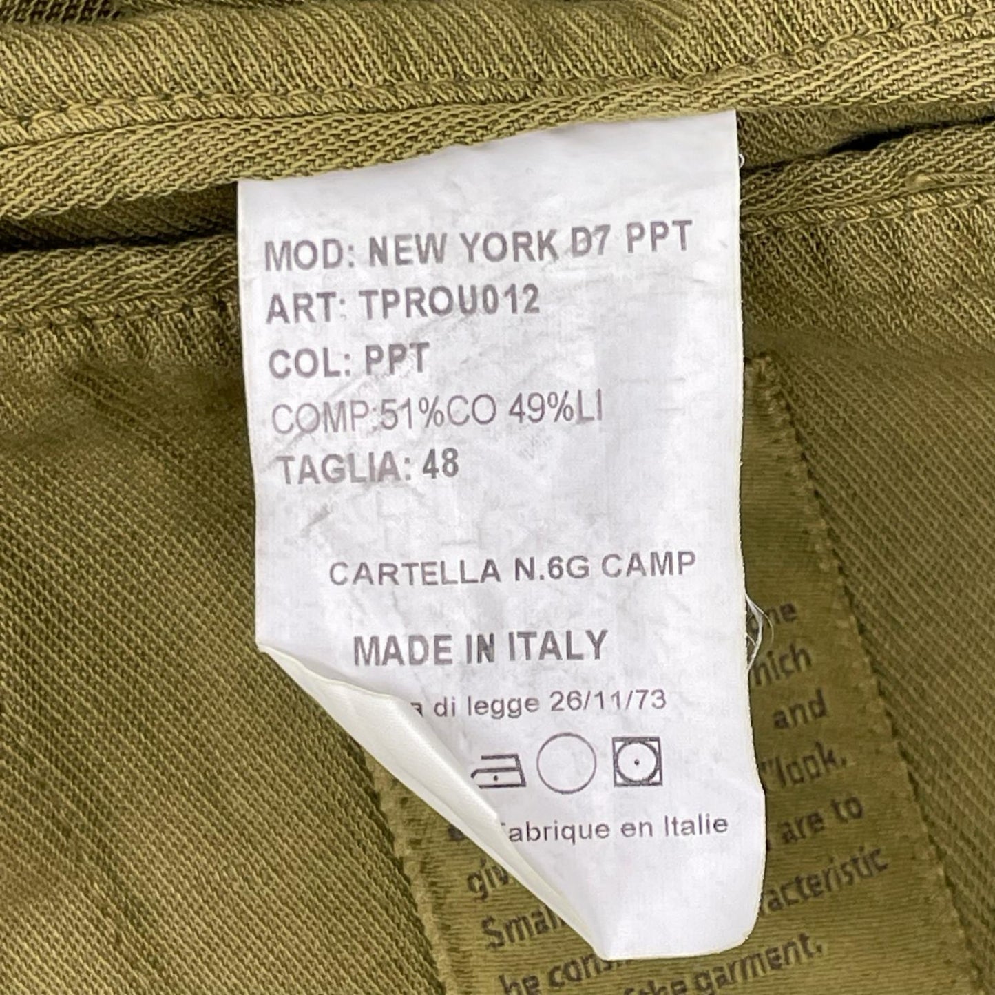 BAGNOLI Khaki TPROU012 Cotton Jacket Size 48