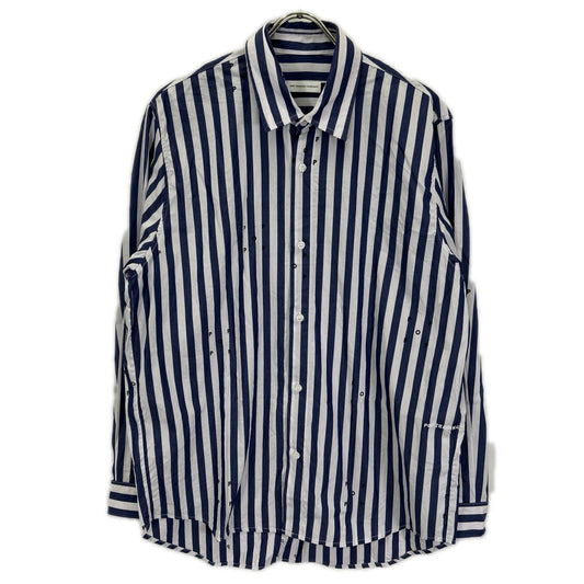 POP TRADING COMPANY Logo Stripe Shirt Blue/White Size L