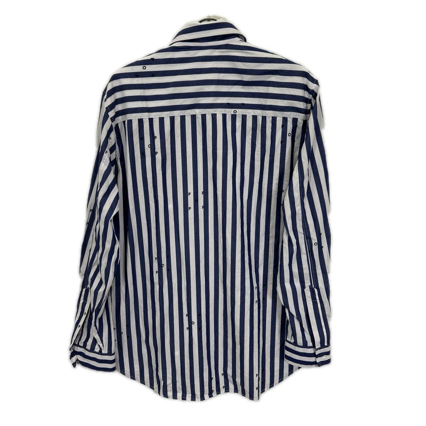POP TRADING COMPANY Logo Stripe Shirt Blue/White Size L