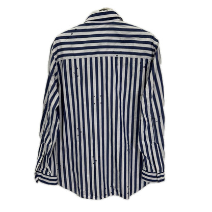 POP TRADING COMPANY Logo Stripe Shirt Blue/White Size L