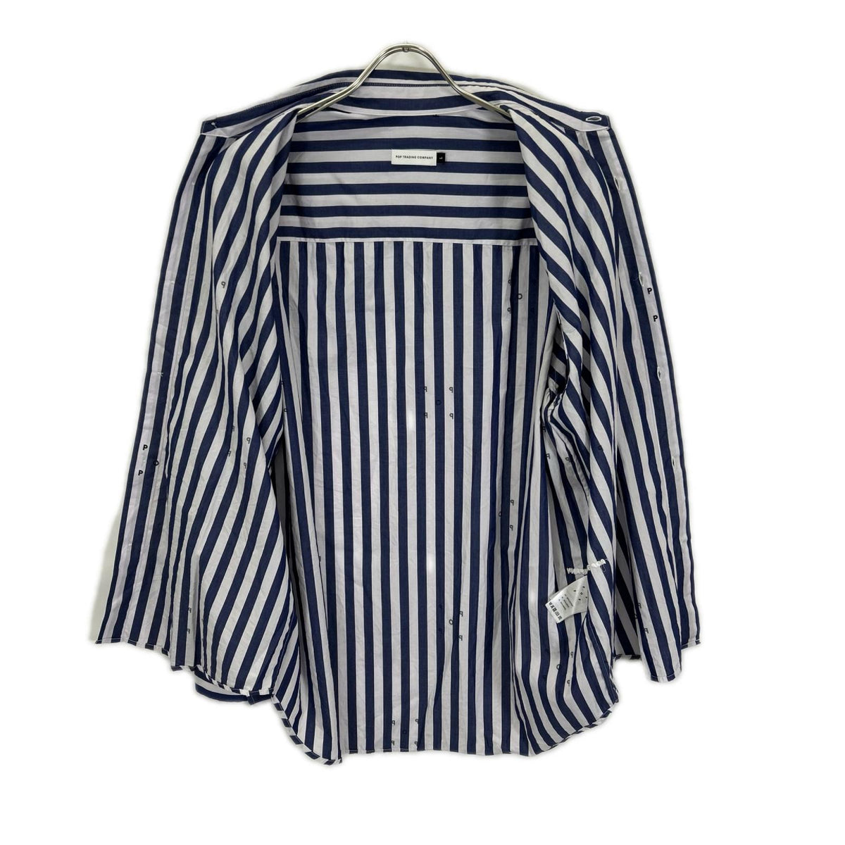 POP TRADING COMPANY Logo Stripe Shirt Blue/White Size L