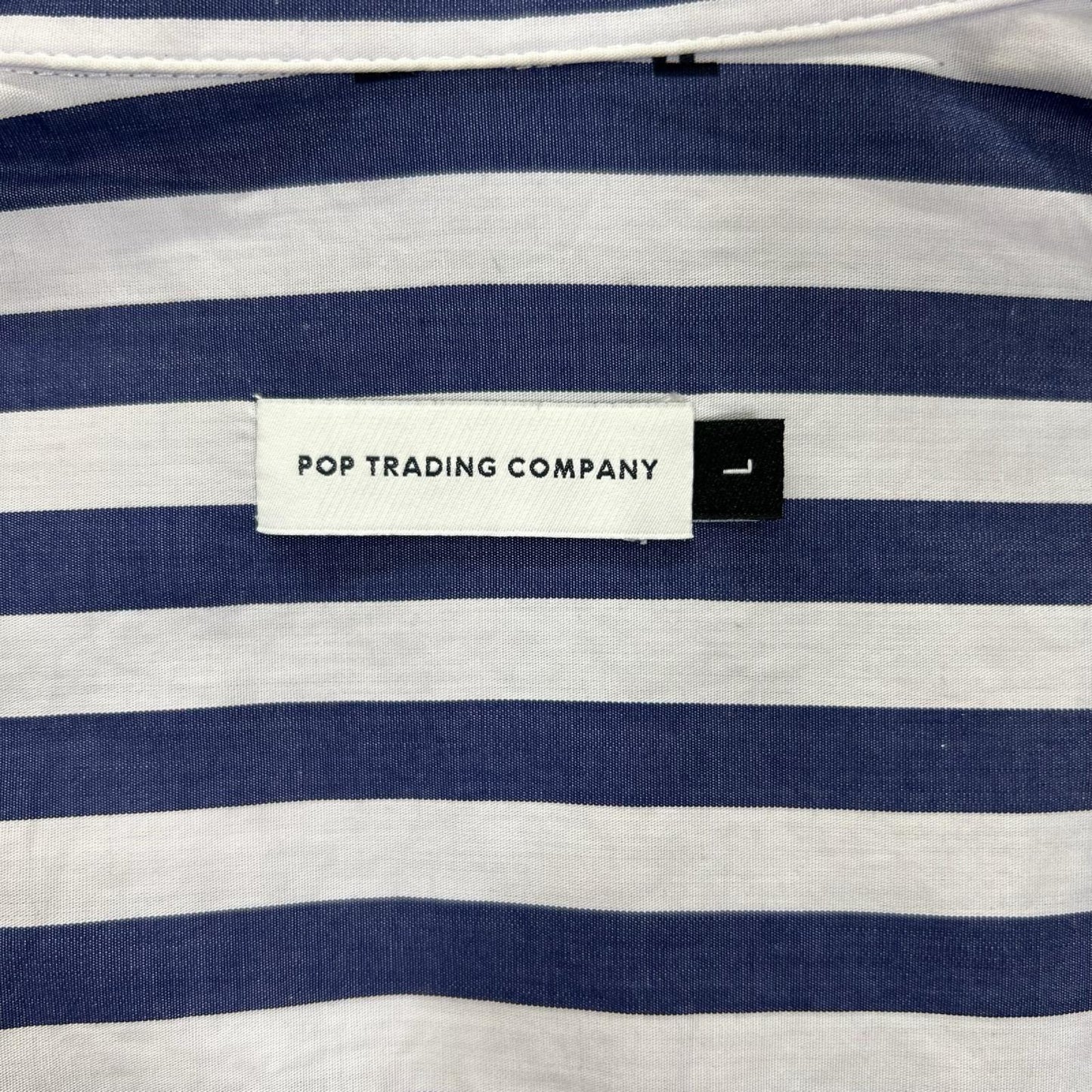 POP TRADING COMPANY Logo Stripe Shirt Blue/White Size L