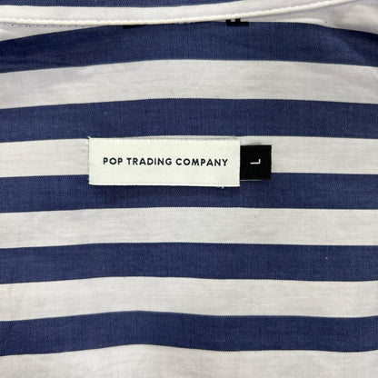POP TRADING COMPANY Logo Stripe Shirt Blue/White Size L