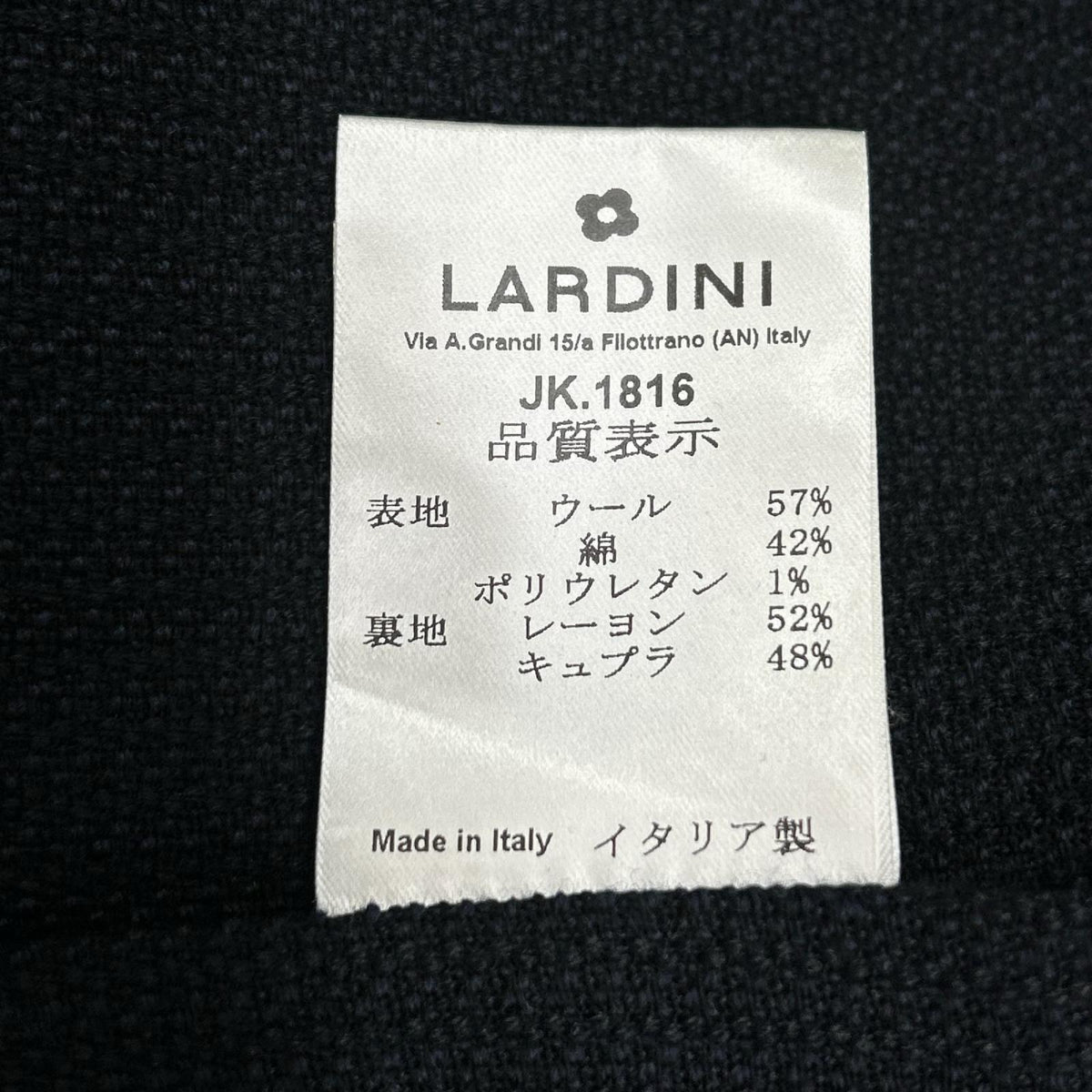 LARDINI IZUMO Wool Jacket Dark Navy Size 48