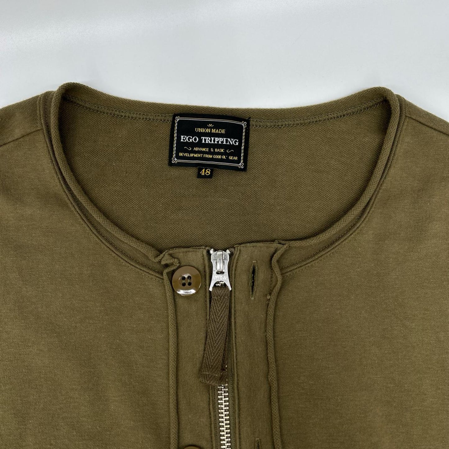 EGO TRIPPING 666600 Cotton Liner Cardigan Khaki Size 48