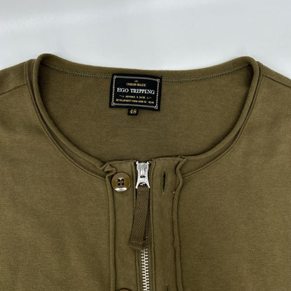 EGO TRIPPING 666600 Cotton Liner Cardigan Khaki Size 48