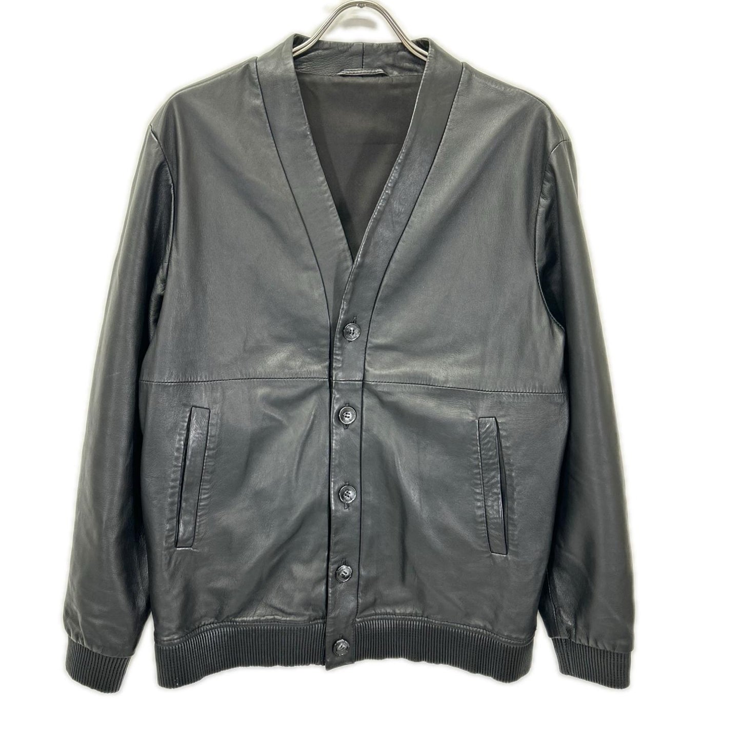 L'EDELLI Black Calfskin Blouson Jacket Size 48