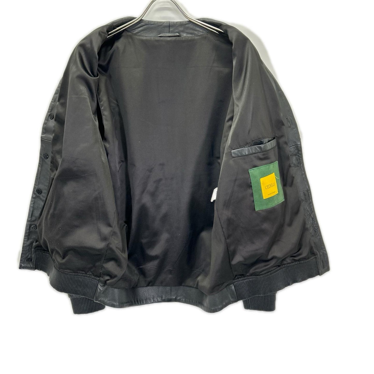 L'EDELLI Black Calfskin Blouson Jacket Size 48