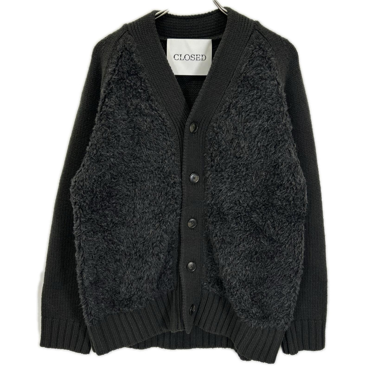 CLOSED Mixed Texture Wool Knit Cardigan Gray Size M