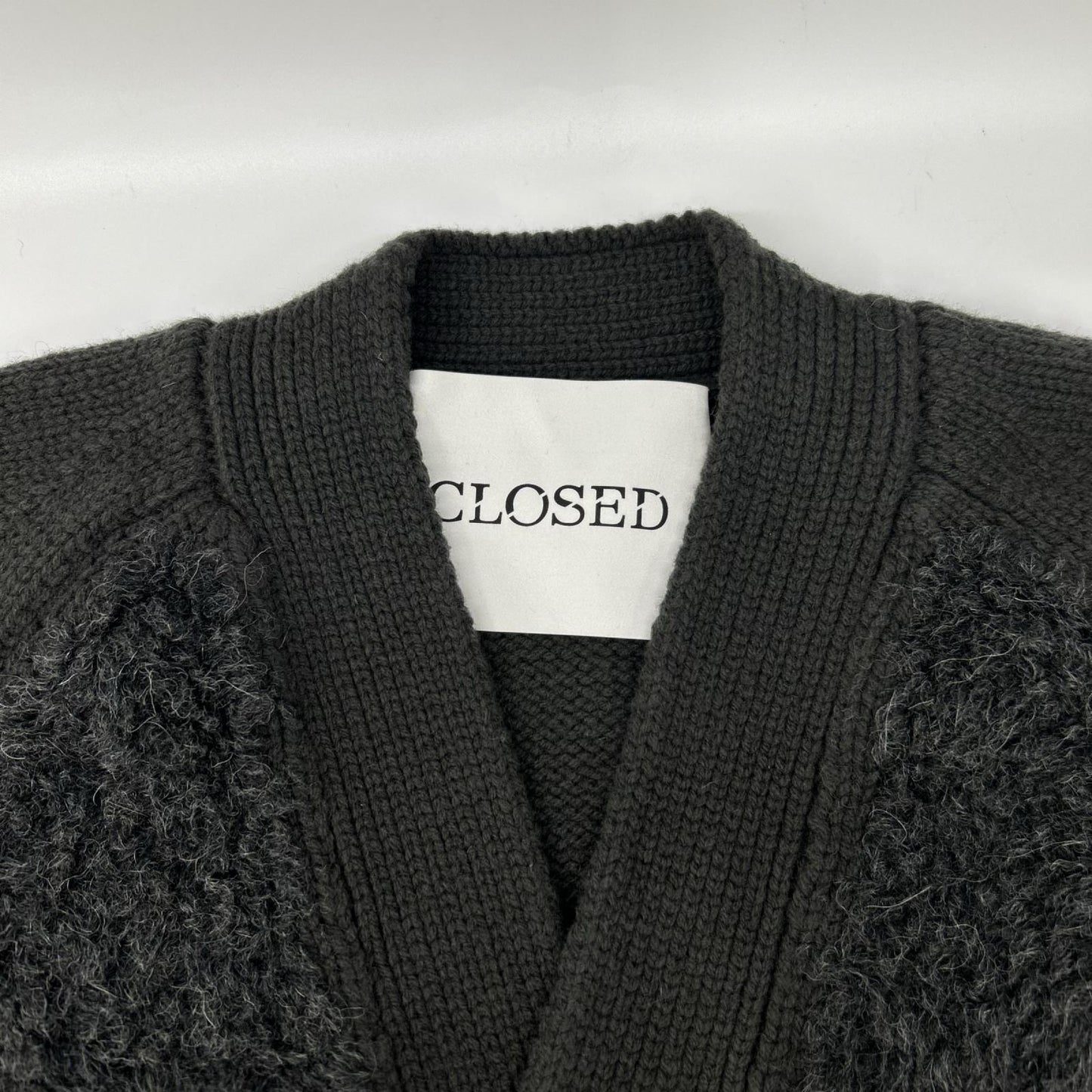 CLOSED Mixed Texture Wool Knit Cardigan Gray Size M