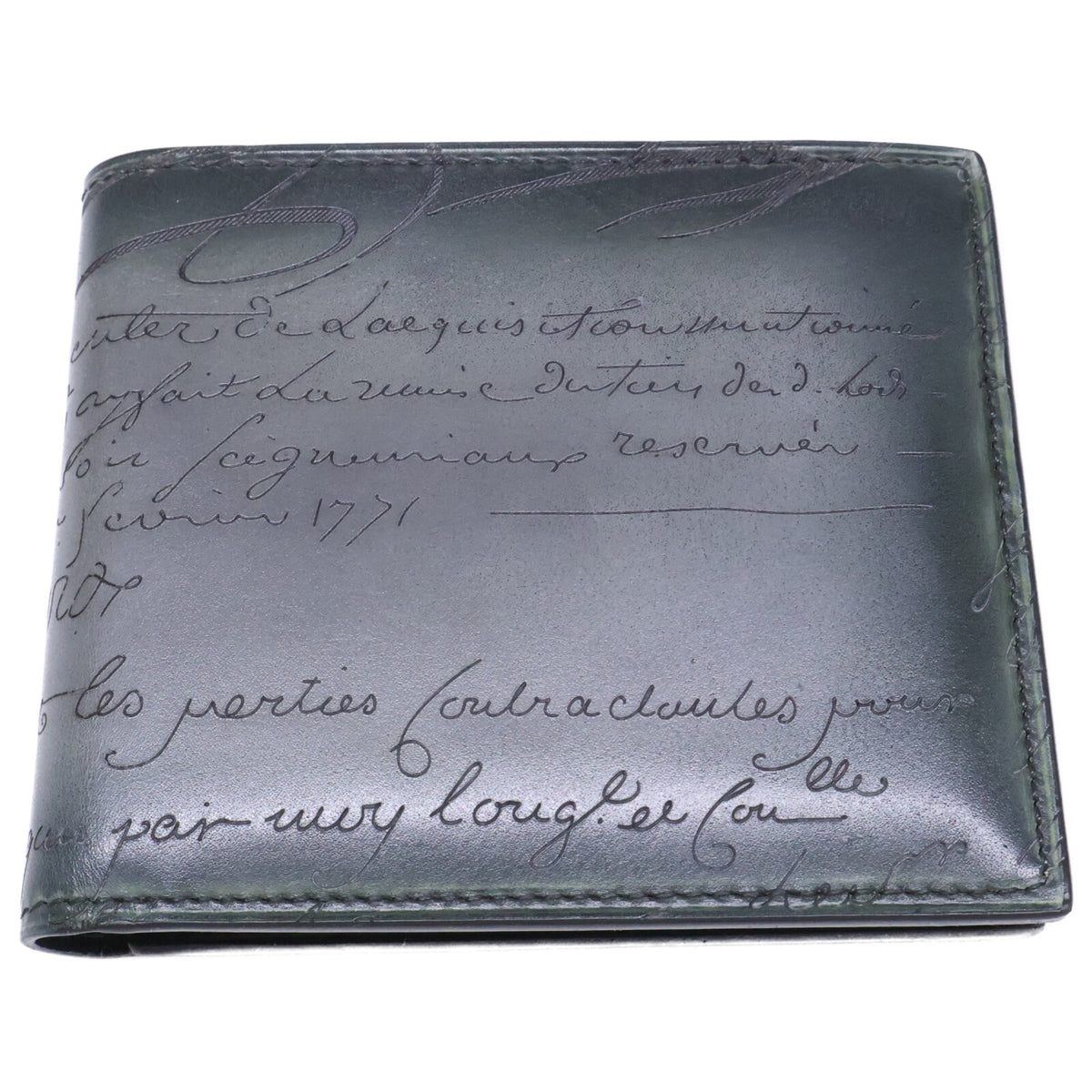 BERLUTI Macore Slim Flap Leather Compact Wallet Gray
