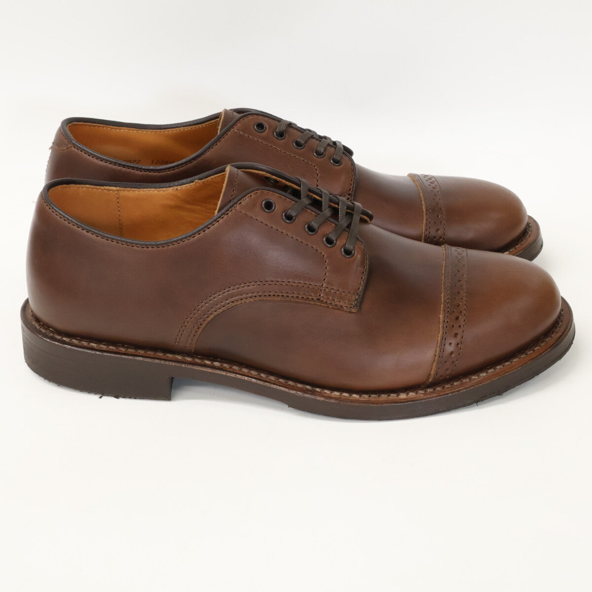 WHEEL ROBE 15077 Punched Cap Toe Derby Brown Leather Sneakers Size 7D