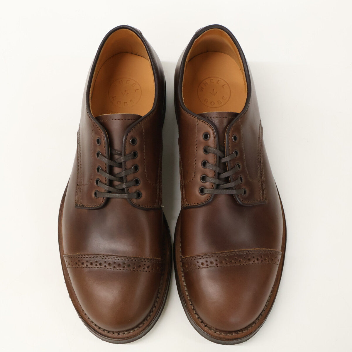 WHEEL ROBE 15077 Punched Cap Toe Derby Brown Leather Sneakers Size 7D