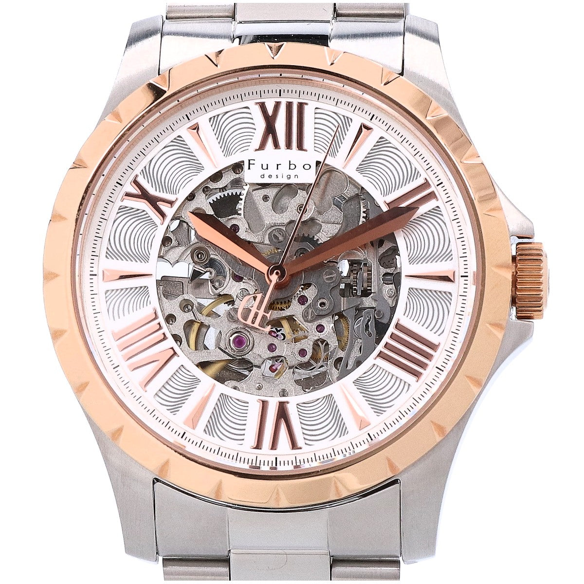 Furbo Automatic Skeleton Watch Silver/Pink Gold