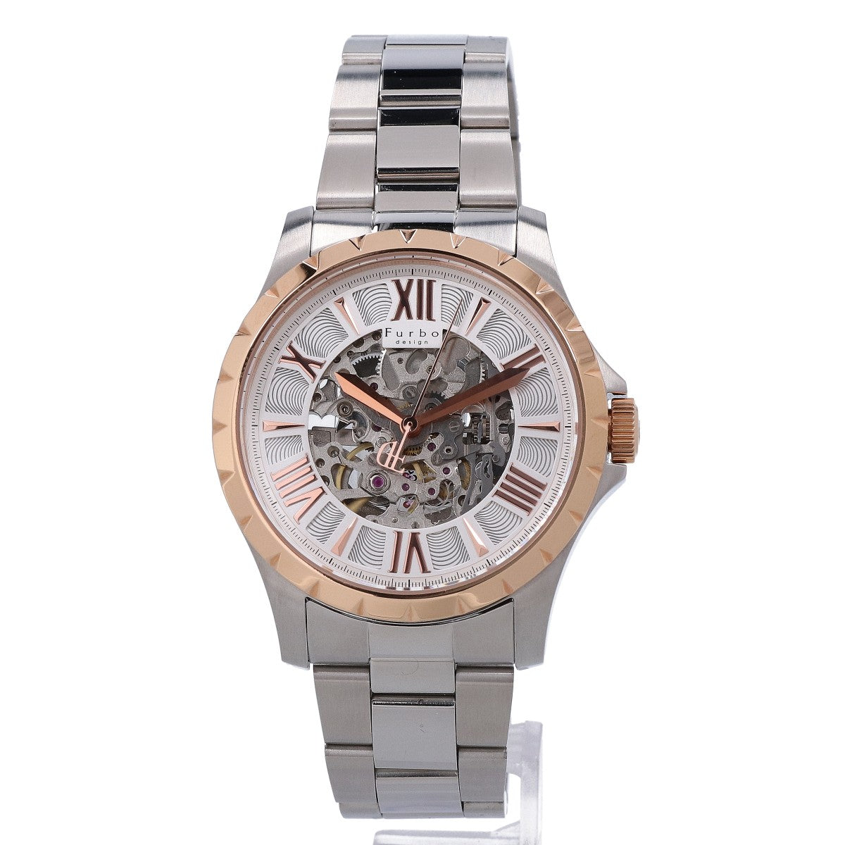 Furbo Automatic Skeleton Watch Silver/Pink Gold