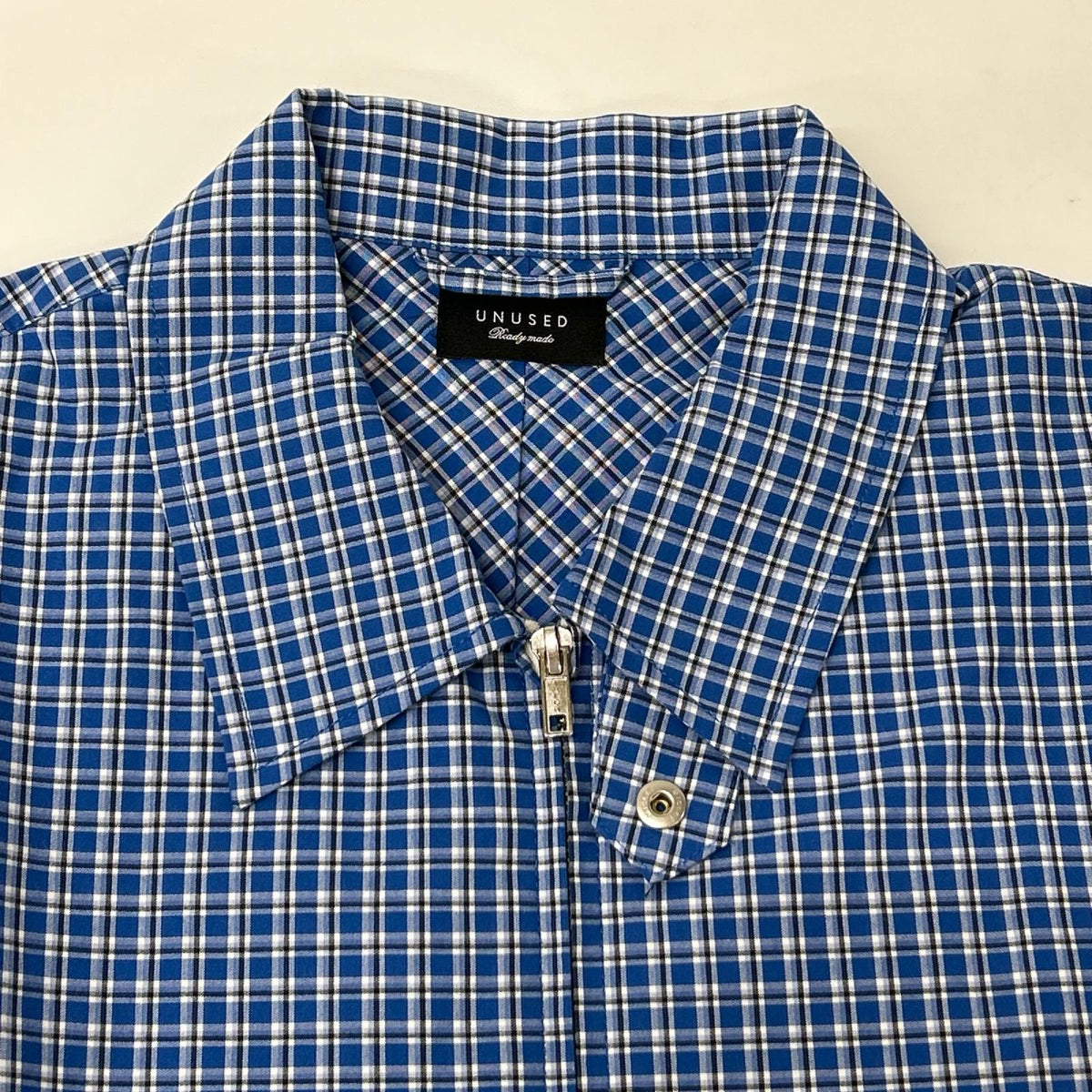 UNUSED xBY Check Shirt Blouson Jacket Blue Size 4