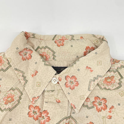 RRL Cherry Blossom Cotton Poplin Western Shirt Beige Size S