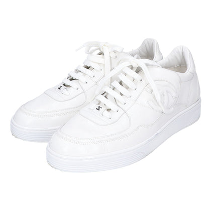 CHANEL G46734 Coco Mark Leather Sneakers White Size EU 43