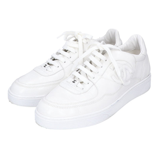 CHANEL G46734 Coco Mark Leather Sneakers White Size EU 43