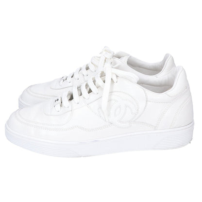CHANEL G46734 Coco Mark Leather Sneakers White Size EU 43