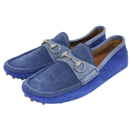 GUCCI Horsebit Suede Driving Sneakers Blue Size UK 8.5