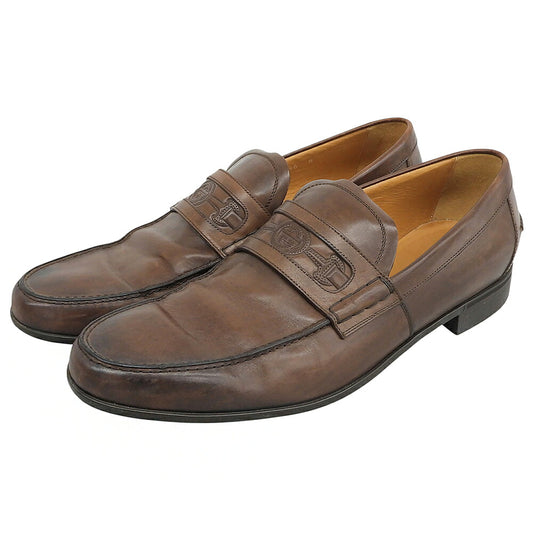 GUCCI Brown Leather Horsebit Coin Loafers Size UK 8