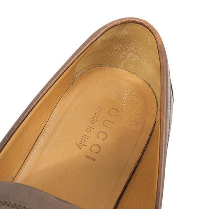 GUCCI Brown Leather Horsebit Coin Loafers Size UK 8