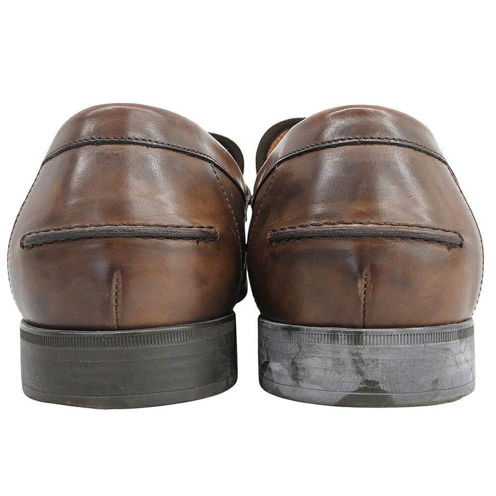 GUCCI Brown Leather Horsebit Coin Loafers Size UK 8
