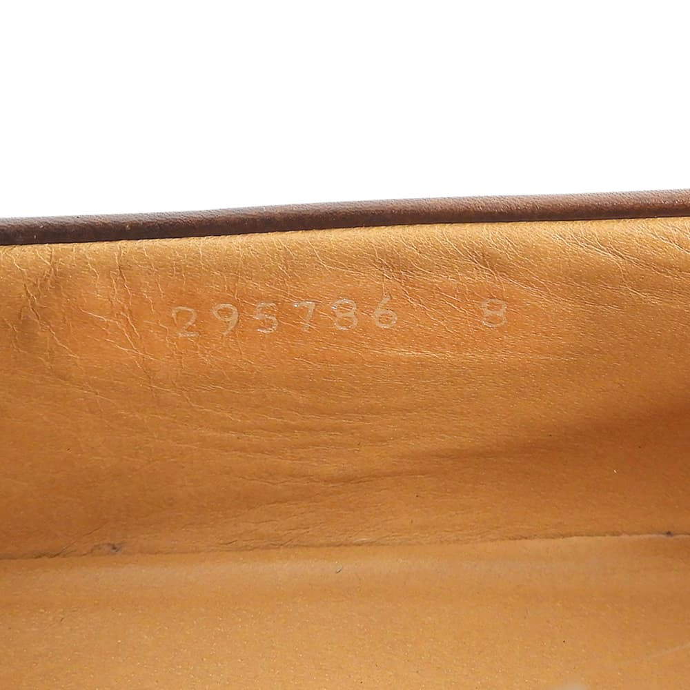 GUCCI Brown Leather Horsebit Coin Loafers Size UK 8