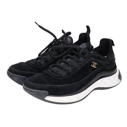 CHANEL G45332 Low Top Trainer Sneakers Black/Gold Size EU 41