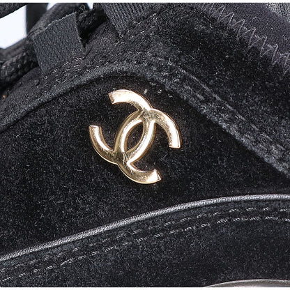 CHANEL G45332 Low Top Trainer Sneakers Black/Gold Size EU 41