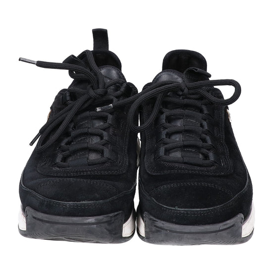 CHANEL G45332 Low Top Trainer Sneakers Black/Gold Size EU 41