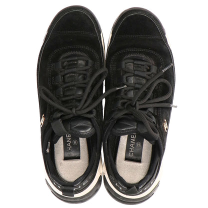 CHANEL G45332 Low Top Trainer Sneakers Black/Gold Size EU 41