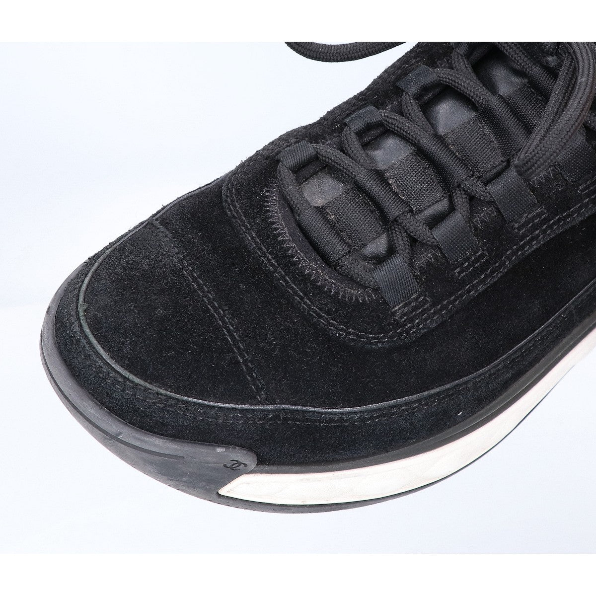 CHANEL G45332 Low Top Trainer Sneakers Black/Gold Size EU 41