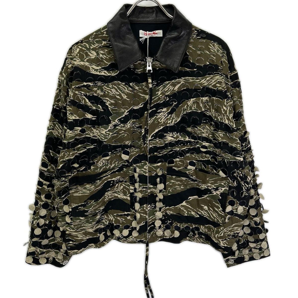 SYUMAN. SS25 Camo Parallel Laser Cut Cotton Top Khaki Size 1