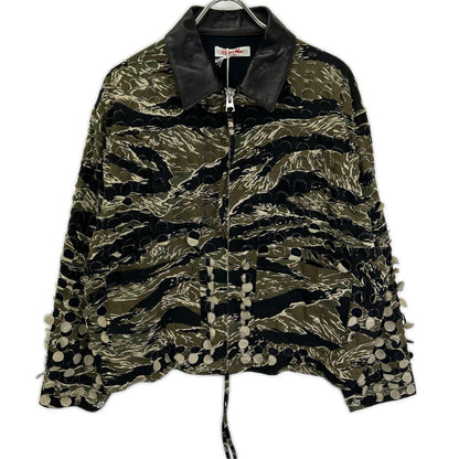 SYUMAN. SS25 Camo Parallel Laser Cut Cotton Top Khaki Size 1