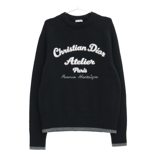 DIOR Atelier Logo Embroidered Crewneck Sweater Navy Size S