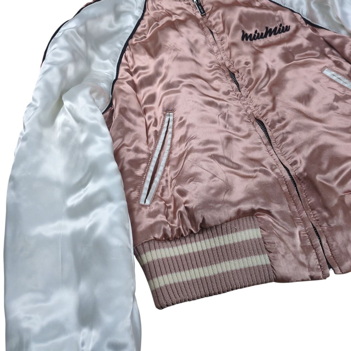 Miu Miu MIU Logo Reversible Rayon Souvenir Jacket Size 36