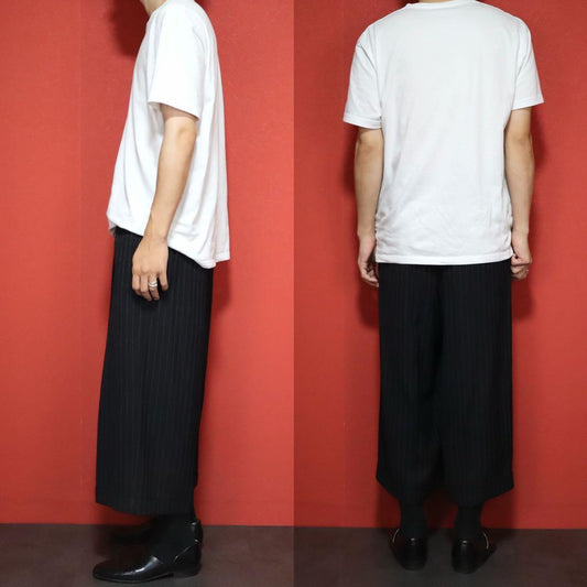 Y's 90s Pinstripe Two-Pleat Cropped Pants Black Size FREE